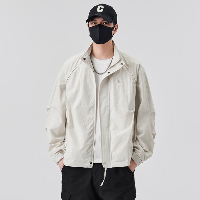 Spring Men'S Trendy Brand Embroidery Splicing Breathable Mesh Stand-Up Collar Jacket Couple With The Same Style Outdoor Versatile Leisure
