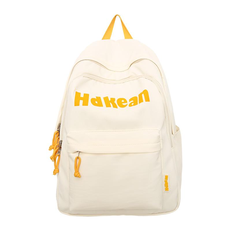 Solid Color Letter Backpack Women's Lightweight Large Capacity Backpack Student Schoolbag