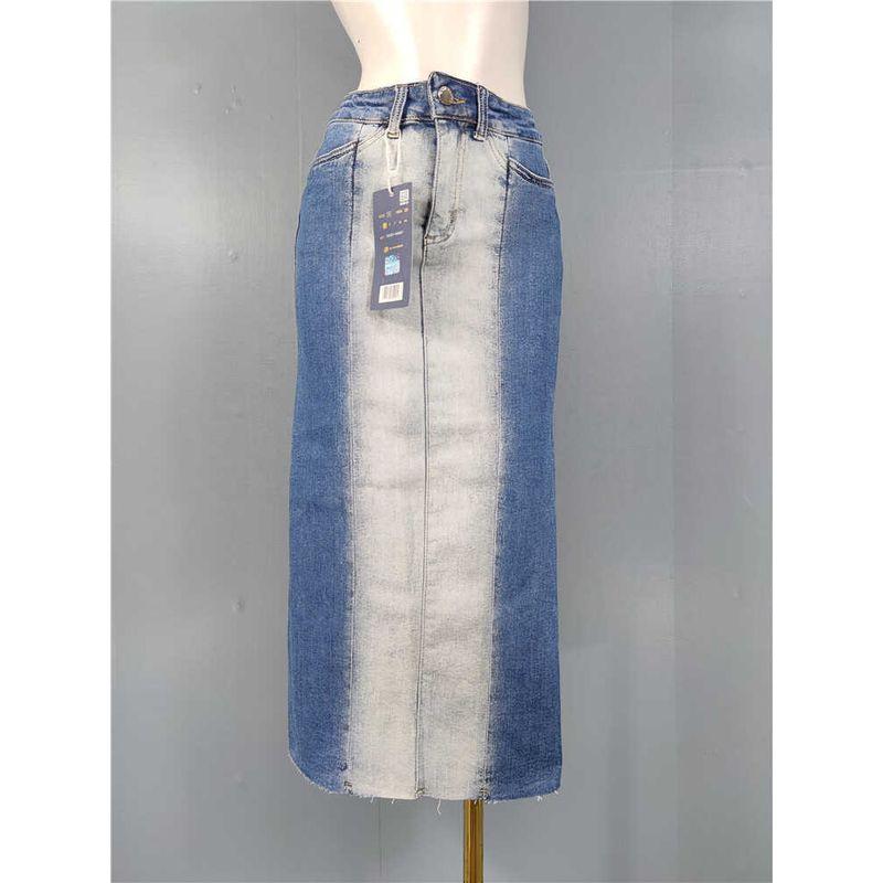

Export Single Summer New Arrival Easiest for Match High Waist Slim Looking Washing Water Denim Stylish Everyday Fashion Sheath Skirt for Women Blue and White 2XL(11)