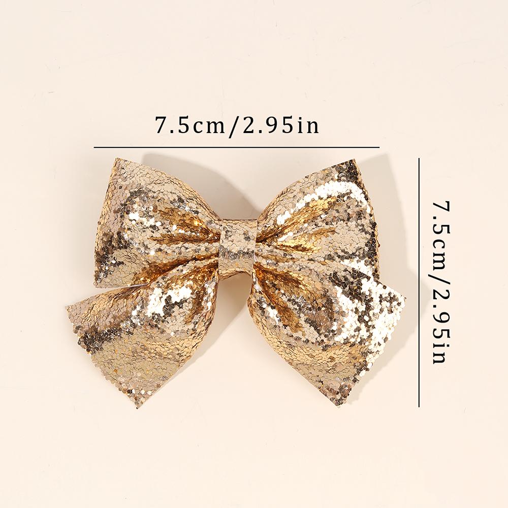 2Pcs Sparkling Bow Hair Clips Gold Glitter Solid Hairpins Sweet Sequin Barrette For Girls Kids Headwear Hair Accessories