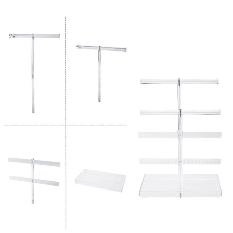 Elegant 3 Layer Jewelry Holder Rack for Necklace Bracelet and Earring Display with Tray Storage in Fashion Designs