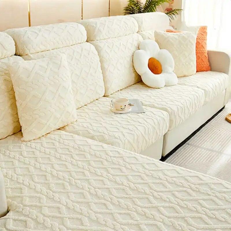 Anti-slip Plush All Inclusive Sofa Mattress Geometric Polar Fleece Couch Slipcover Combination Sofa Covers