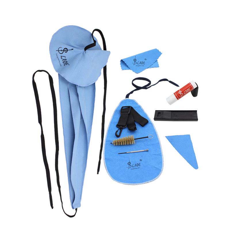 Set da 10 Pezzi Kit di Pulizia per Sassofono Panno Sax Clean Spazzolino per Bocchino Cinghia Mini Set di Cacciaviti