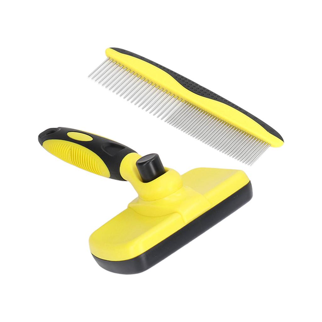 Szczotka Slicker dla zwierząt z grzebieniem, samooczyszczające przyciski, usuwa sierść pływającą, szczotka slicker dla kota do usuwania sierści