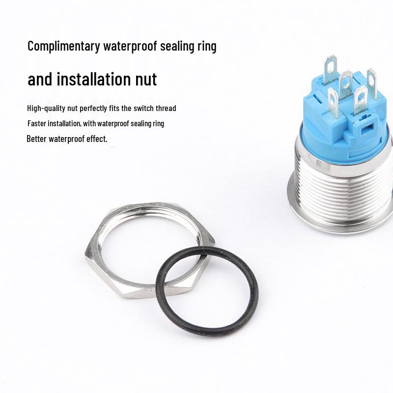 19mm Metal Self-Locking Lighted Momentary Switch, Power Button 12V/24V/220V