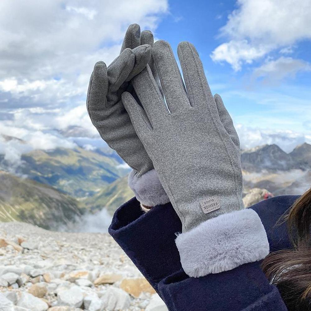 Thermal Fleece Winter Gloves, Double-Layer Heat-Generating Windproof Anti-Slip Cold-Proof Cycling Gloves