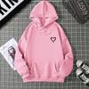 Simplic Heart Print Women Sweatshirt Soft Casual Loose Vintage Female Hoodies Winter Warm Fleece Student Tops