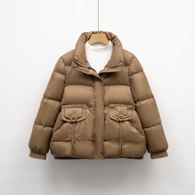 Pinghu short down jacket winter women's bread jacket new small warm white duck down thickened stand-up collar jacket