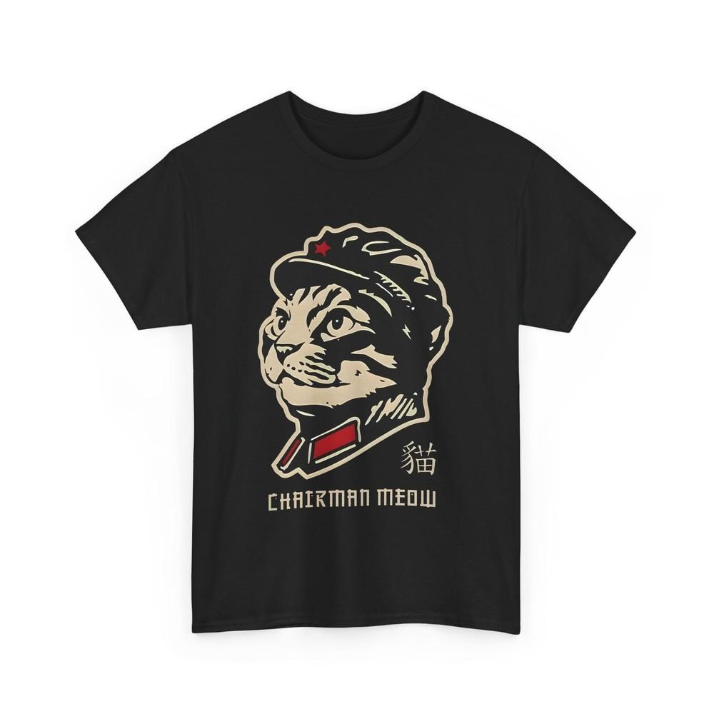 Chinese Spirit Cat T-Shirt chairman meow shirt Cat Apparel Spiritual Feline Tee Unisex T-Shirt S
