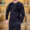 Men's Fashionable Loose Long-Sleeve Base Layer Plus Velvet Warm Round Neck Sweatshirt for Autumn/Winter