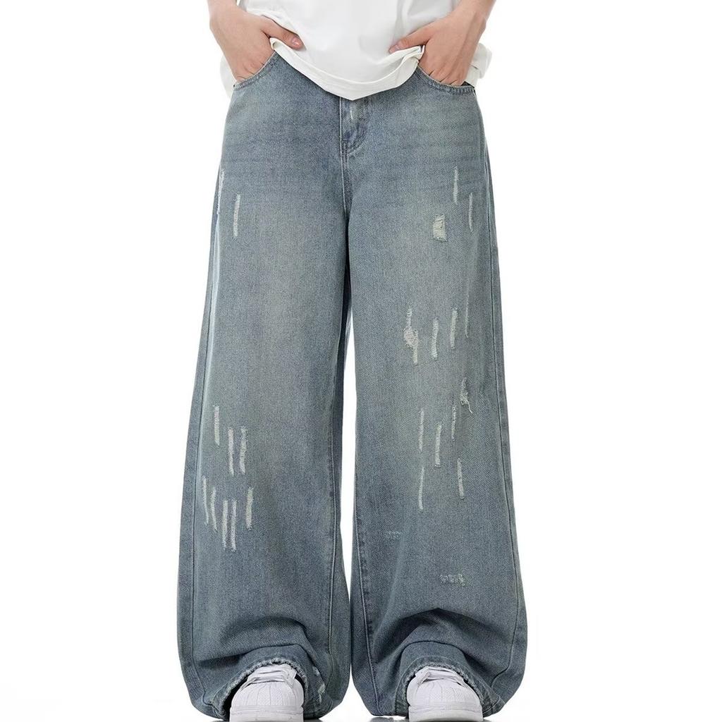 Women's High Waist Washed Women's Jeans Fashionable Versatile Straight Leg Pants
