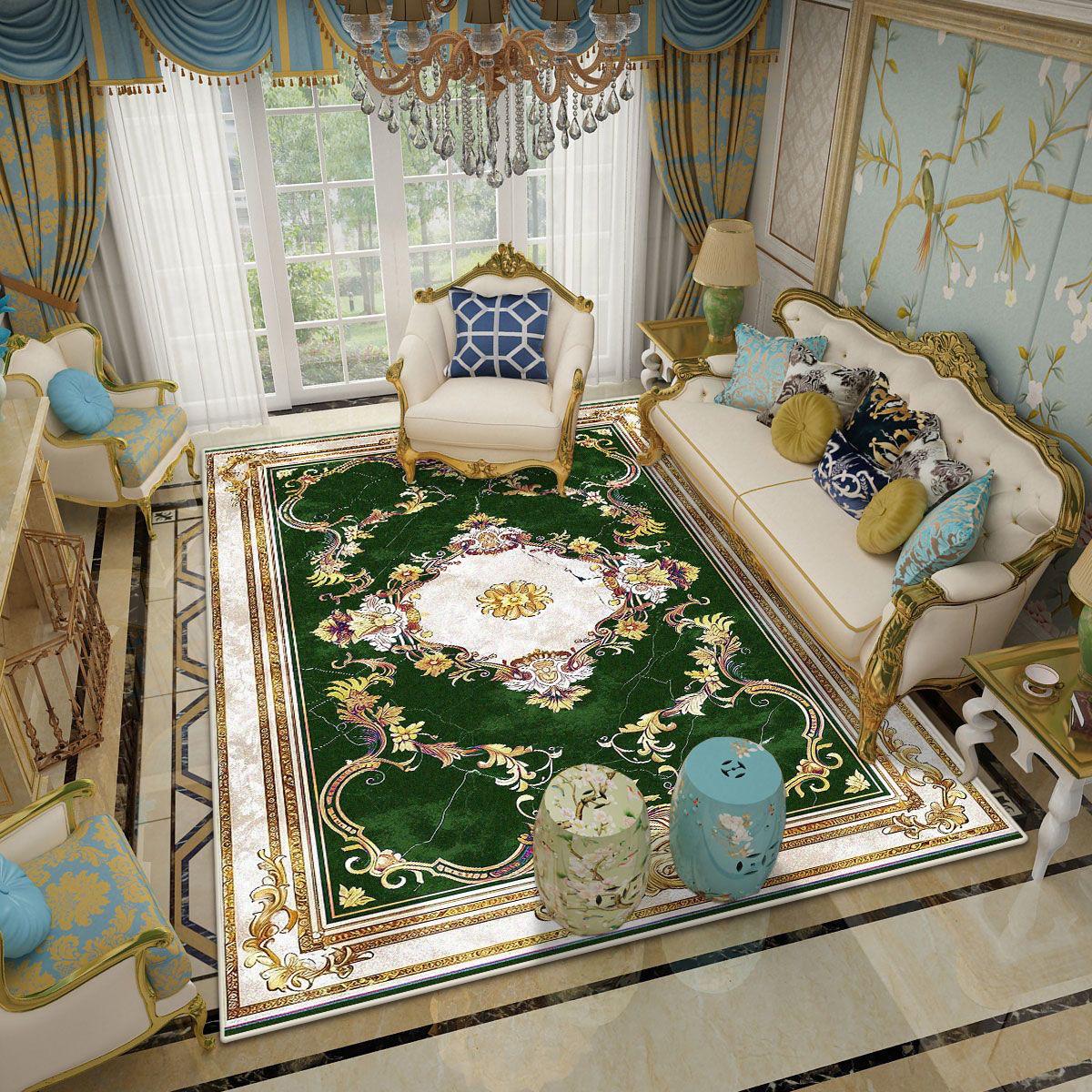 

Роскошный ковер Европа Америка Украшение гостиной Домашний ковер Большая площадь Спальня Противоскользящий ковер Коврик для пола под кофейный столик Моющийся 60*90cm