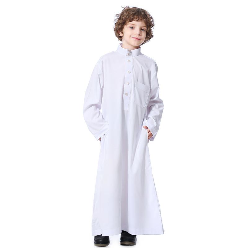 Muslim Kids Boys Saudská Arabská Thobe Robe Top Kalhoty Kaftan Arab islámské oblečení