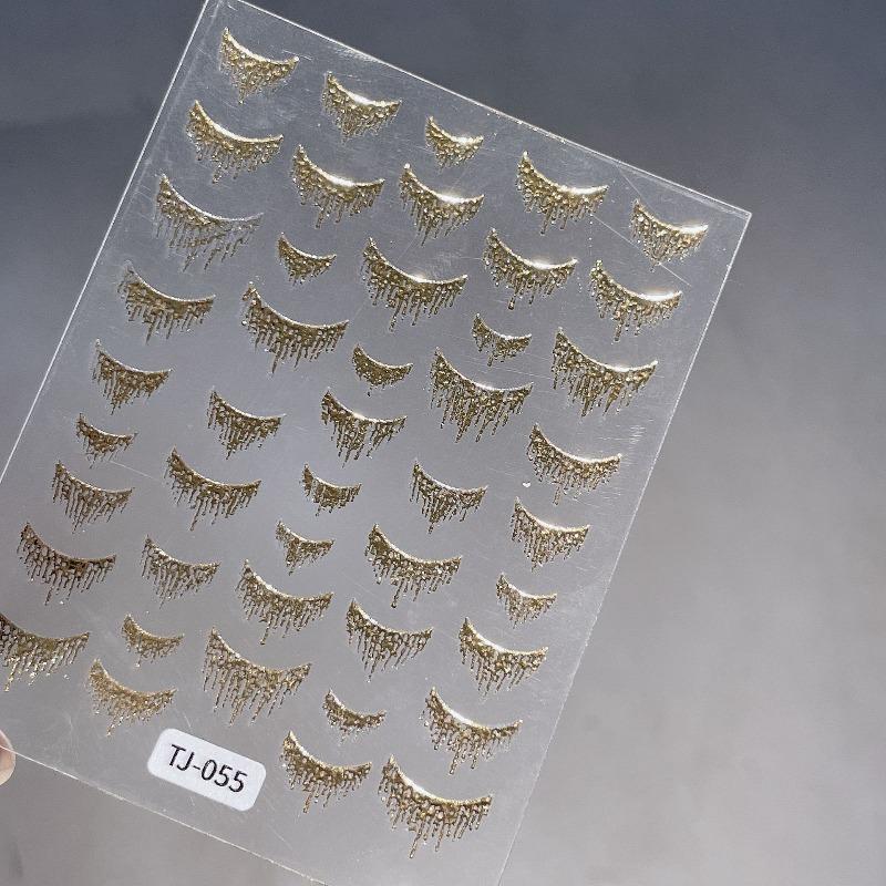 Bronzing French Nail Stickers Jewelry with Adhesive Laser Flashing Tassel French Nail Stickers