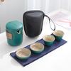 Black Pottery Travel Tea Set, One Pot and Four Cups, Outdoor Car Portable Express Cup Business Gift Set Printing