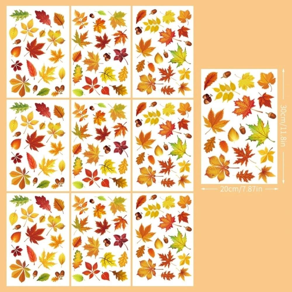 9pcs/pack Thanksgiving Window Stickers Fall Harvest Them PVC Autumn Window Clings Turkey Pattern DIY Maple Leaf Window Stickers