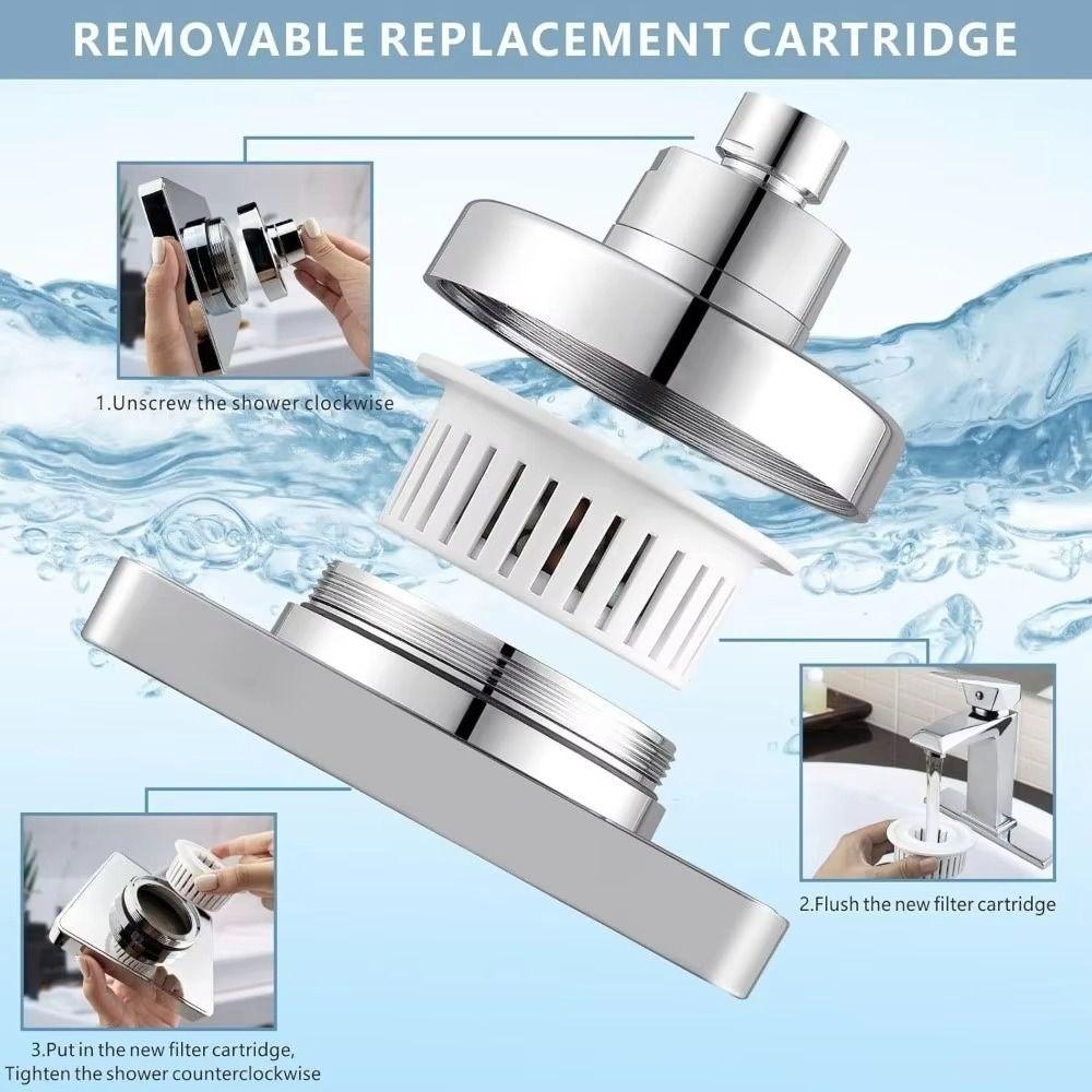 Portable Rainfall Shower Head Square Design Waterfall Shower Head Filter Shower Head  Easy To Clean