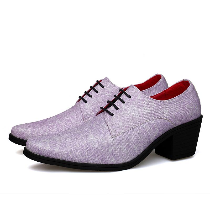 Men High Heels Silver Derby Purple Wedding Dress Dance Business White Elevator Shoes Height Increase Gold Tuxedo Shoes Plus Size