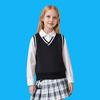 100% Cotton Teenage Kids Knit Vest Boys & Girls School Uniform Sweater Vest V-neck Pullover Preppy Style Children Top Clothes