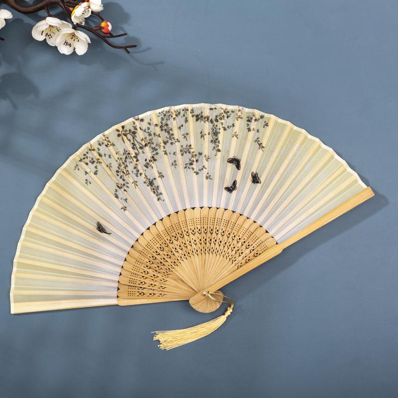 Classical Chinese Dance Fan - Handmade Bamboo Folding Fan for Wall Decor, Performance Costume & Partition Screen