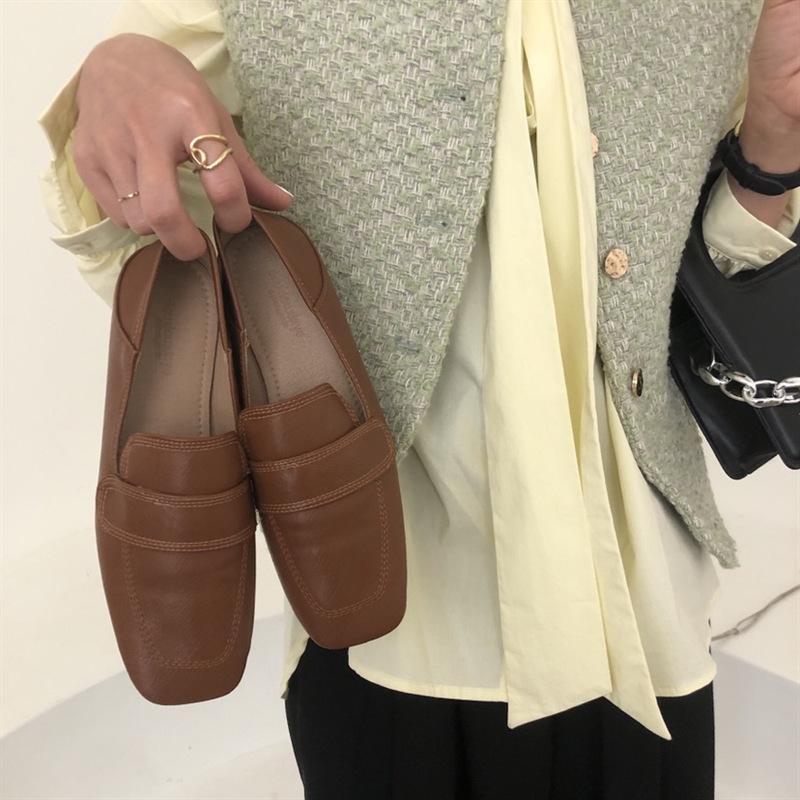 

Мори мягкая подошва мягкая поверхность маленькие кожаные туфли новые четыре сезона можно носить педаль ленивые туфли ретро простые 39 коричневый