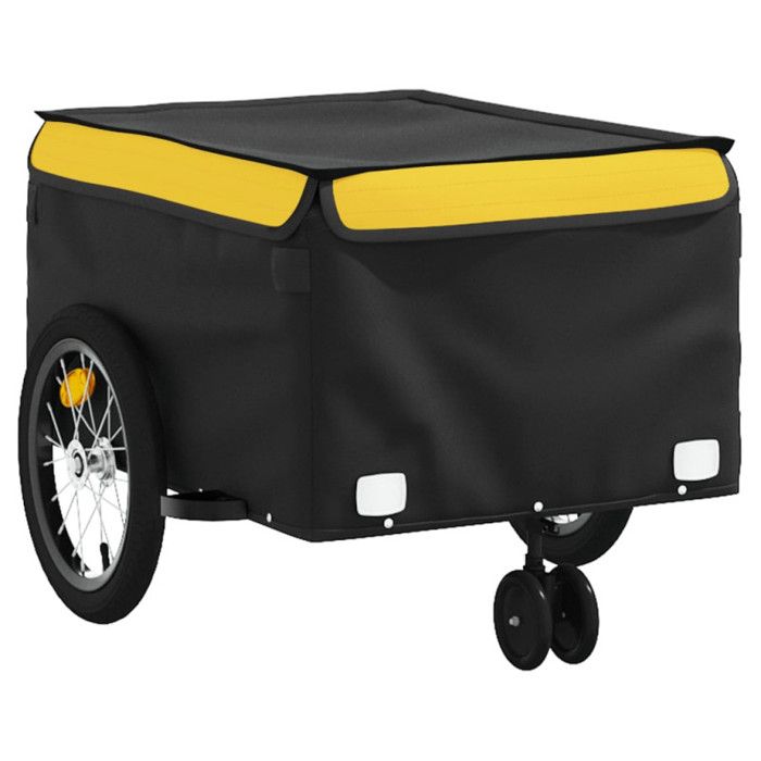 VidaXL Remorque de vélo noir et jaune 45 kg fer 94106