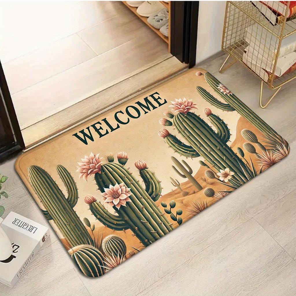 1 Bucăți Covorașe de Bucătărie Anti-Oboseală, Imprimeu Cactus Vintage Impermeabil Antiderapant Gros Căptușit Covoraș de Bucătărie Confort Durabil Covoraș de Stat în Picioare pentru Bucătărie