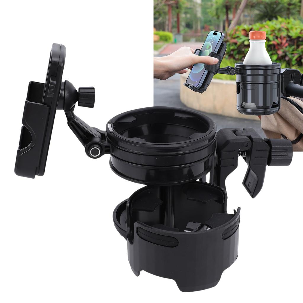 Kinderwagenbecherhalter mit Handyhalter 360-Grad-Drehung Faltbarer Kinderwagen-Flaschenhalter für Fahrrad