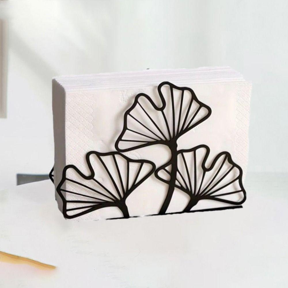 Simple Ginkgo Leaf Napkin Holder High-end Iron Tissue Rack Metal Tissue Holder  Kitchen Accessory