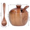 Houten kruidenpotje met deksel en lepel Zoutvaatje Keukengerei Zoutdoos Keuken Thuis