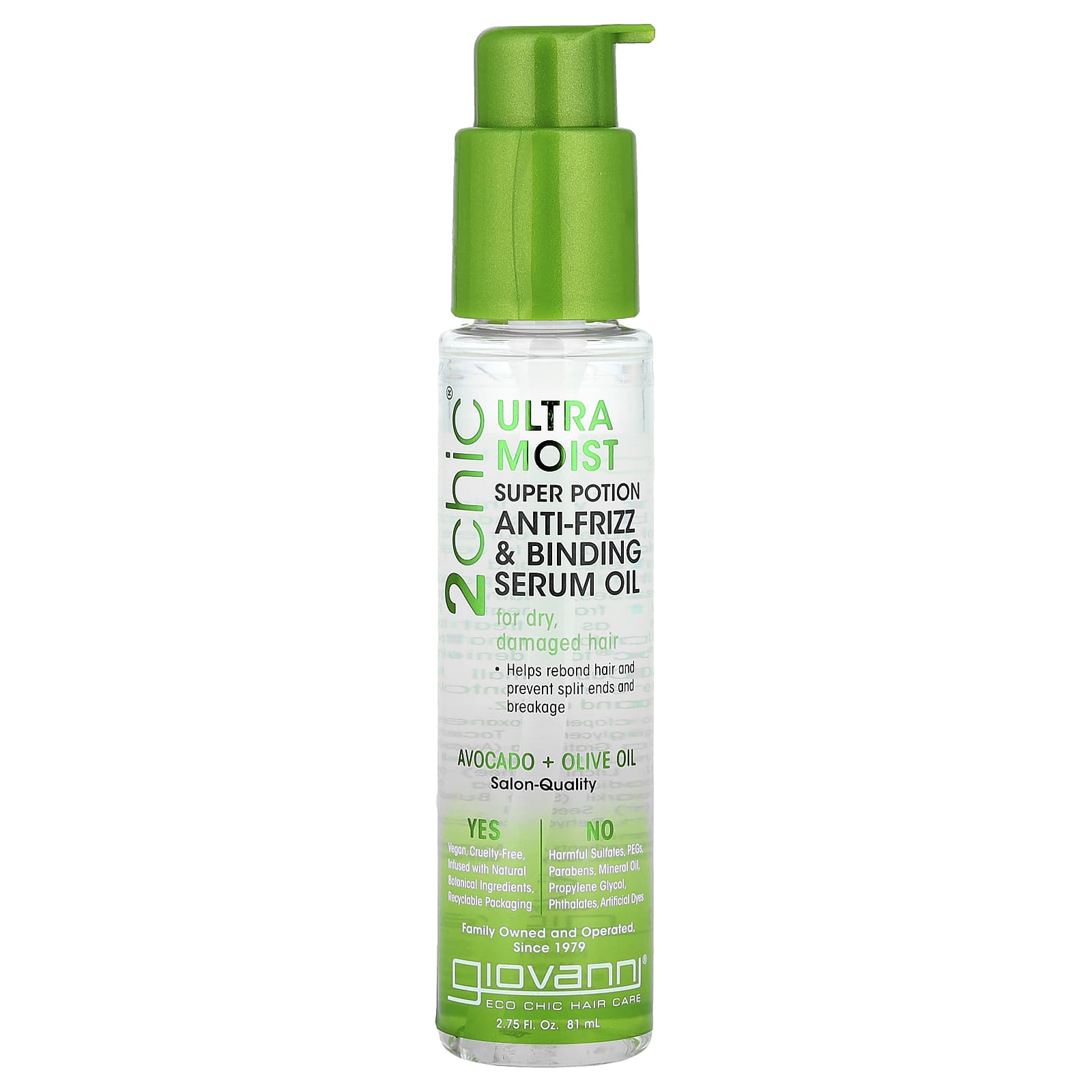 

2Chic®, Ultra Moist Super Potion Anti-Frizz & Bonding Serum Oil, For Dry & Damaged Hair, Avocado + Olive Oil, 81 Ml (2.75 Fl Oz)