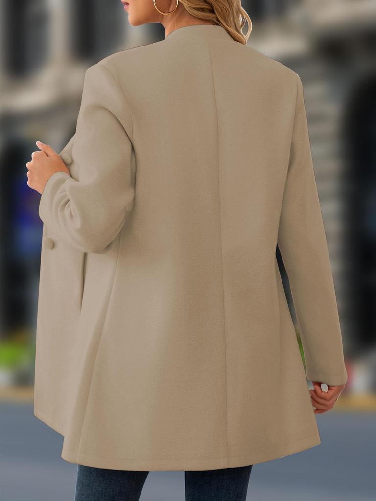 2025 European Plus Size Women's Casual Stand Collar Mid-Length Wool Coat - Autumn/Winter Collection