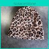 Fall Winter Knit Hat For Women With Warm Leopard Pattern Outdoor Beanie For Cold Weather