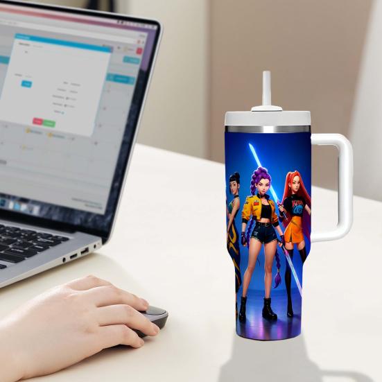 Edelstahlbecher mit Henkel Isolierter Autobecher 40oz Großes Fassungsvermögen Wasserflasche Thermobecher für Reisen Weihnachtsgeschenk für Freunde Familie