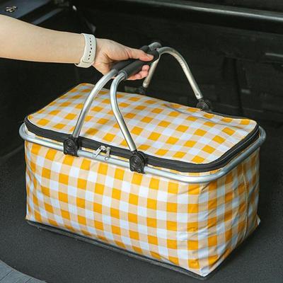 Sac à lunch isotherme pliable Style pastoral rétro Réchauffe-plat Sac fourre-tout pour camping extérieur Pique-nique École Transport