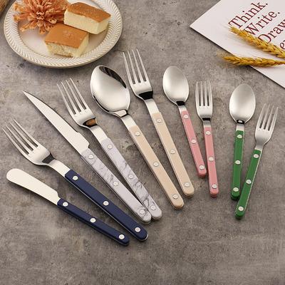304 Stainless Steel Western Restaurant Tableware Set Household Clamp Handle Knife Fork Spoon Handle Marble Butter Knife Dessert Spoon
