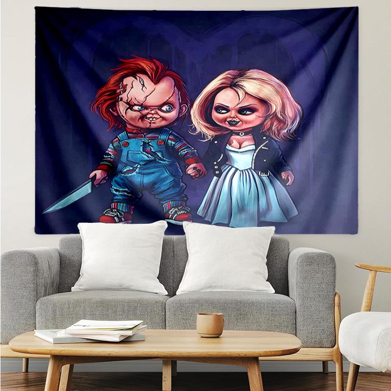 Chucky And Tiffany's Wedding Tapestry Hanging for Bedroom,Livingroom, Playroom,Decor Art Room Wall Tapestry Holiday and Birthday Gifts