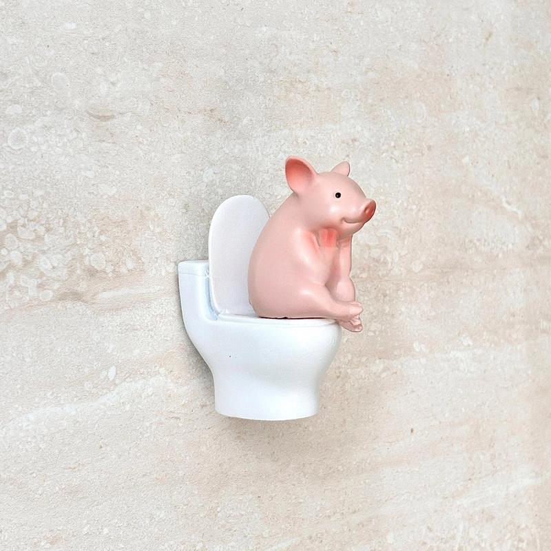 Generic Toilet Pig Buddy Figurine Cute Sleeping Style Mini Resin Ornament Bathroom Desktop Decor Creative Gift For Animal Lovers