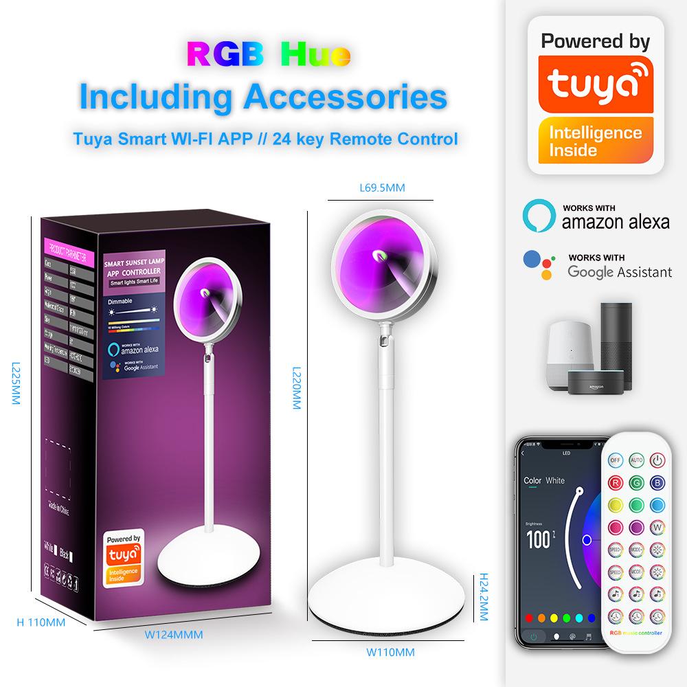 

Проекционная лампа RGB Sunset с дистанционным управлением - радужная проекционная ночная лампа с совместимостью с умным домом белый