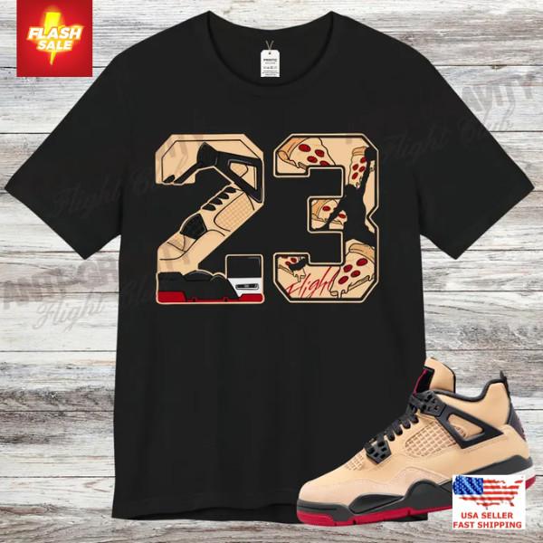 New Apparel 4 GS Pizza Sneaker Match Shirt, Sesame White Fire Red Black T-Shirt Unisex T-Shirt L