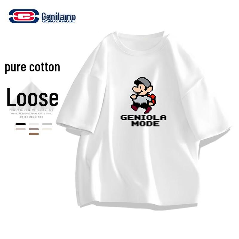 GENIOLAMODE Men s Cotton Cartoon Print Short-Sleeve T-Shirt 2XL