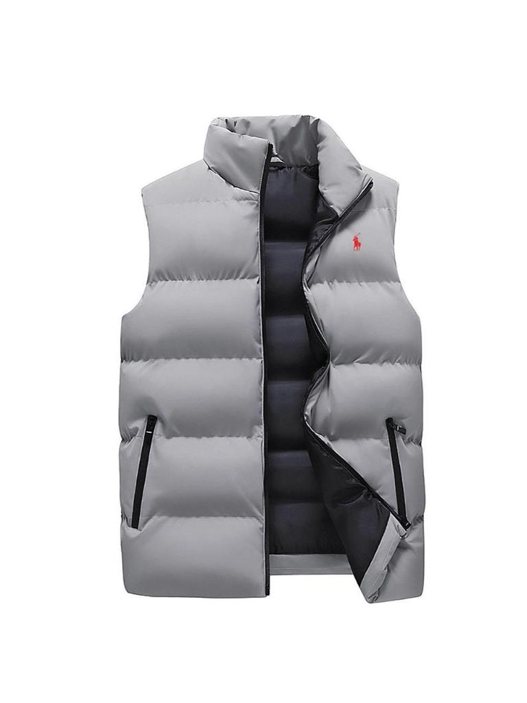 Men's Windproof Stand Collar Cotton Vest - Warm, Velvet-Lined, Casual Hong Kong Style for Autumn/Winter