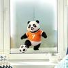 Football Panda Design Window Sticker, No Glue Residue Glass Decal for Living Room Bedroom Entrance Hall Home Decor
