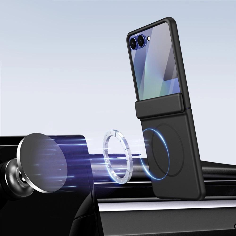 Samsung Galaxy Z Flip 8 Case with Hinge Cover and External Screen Glass, MagSafe-Resistant, Black