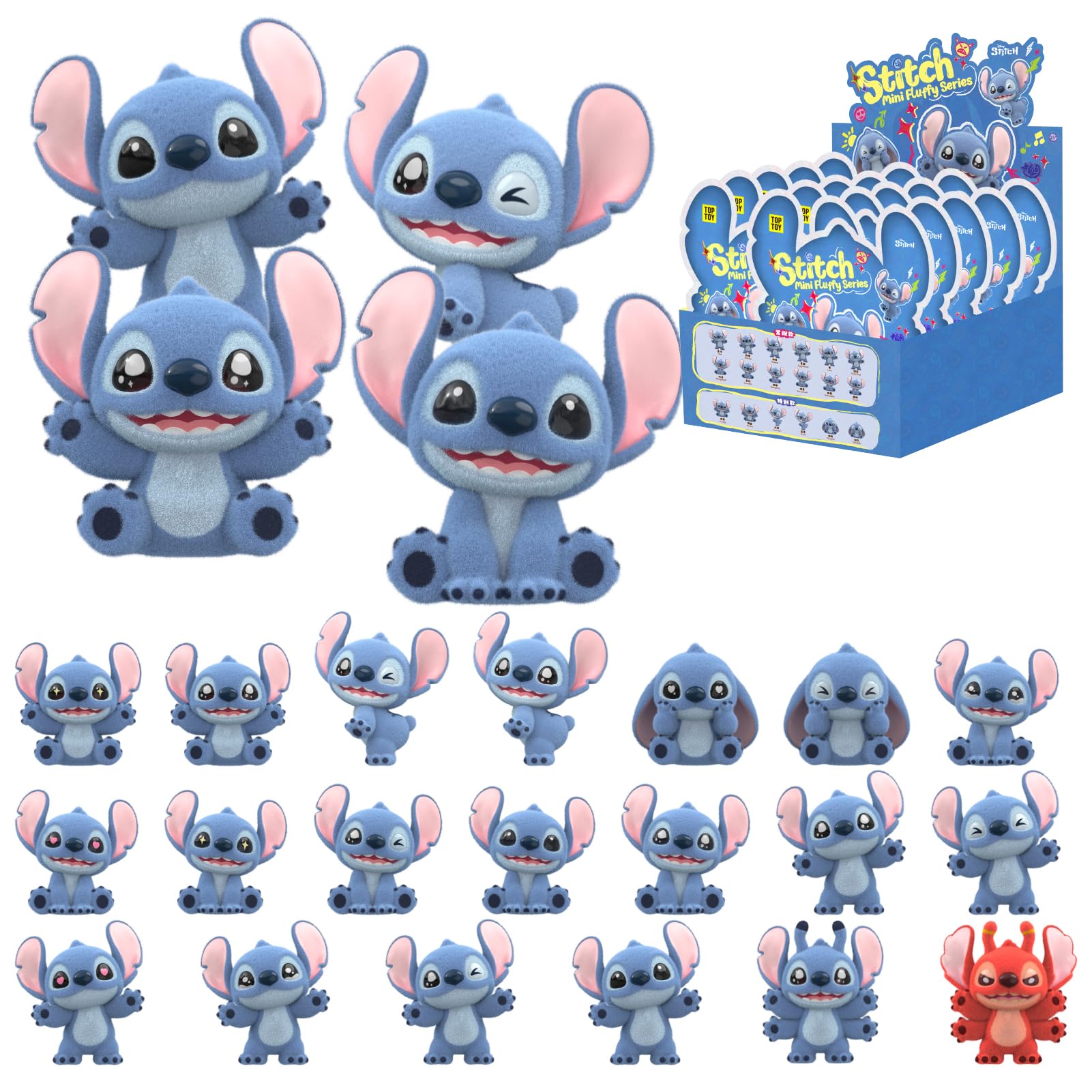 

TOP TOY Disney Mini Fluffy Stitch Series [Assorted Box of 30] Blind Box Figures, Soft Vinyl Toys, Gift, Birthday Present, Disney Character
