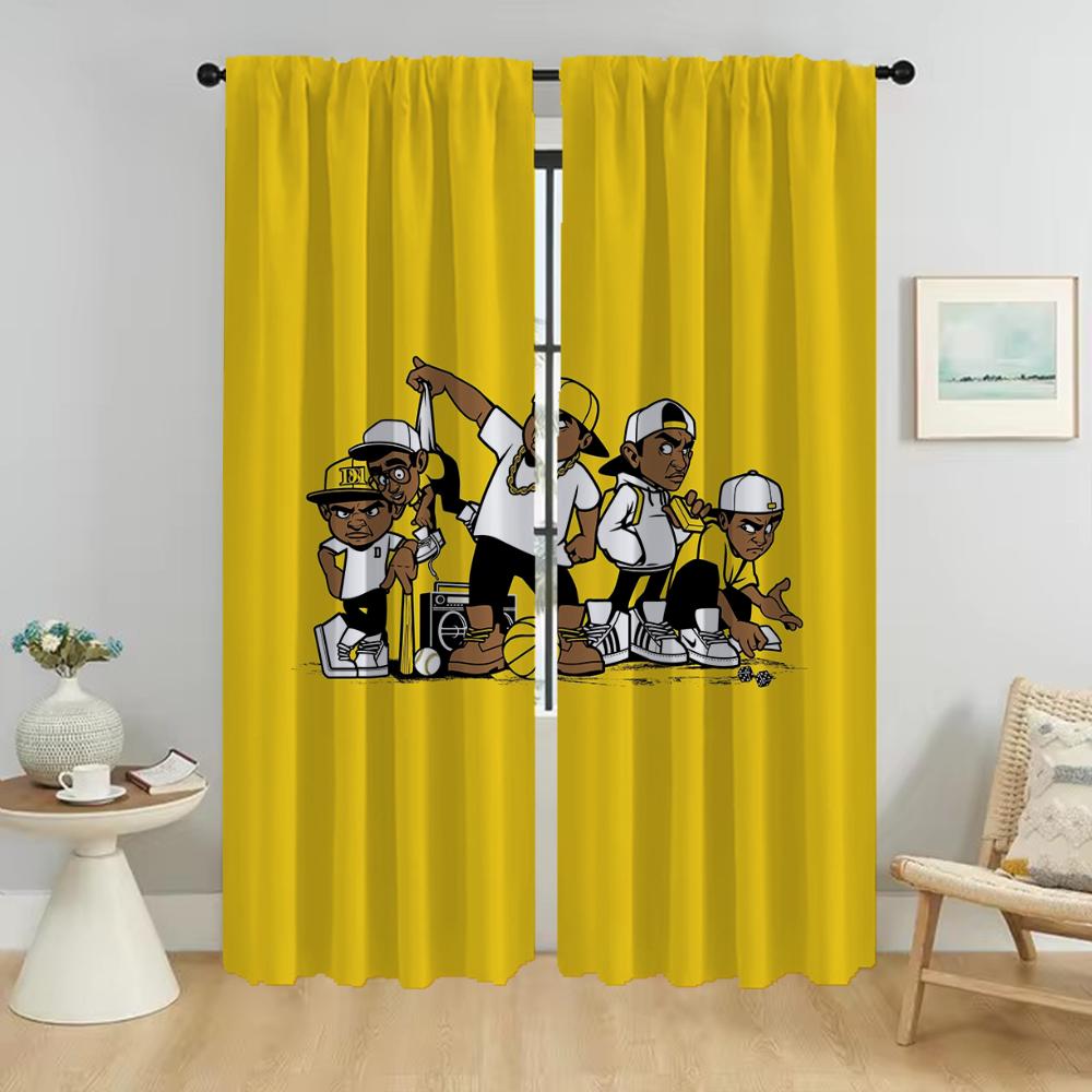 Köksgardiner 2 Delar Wu Tang Clans Vardagsrumsgardin Gardiner för Sovrum Partition Skärmar Halloween Dekoration Mörkläggande