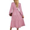 Dress For Women Long Boho Beach Dress Elegant Maxi Dress V-Neck Long Sleeve Dress With Pockets