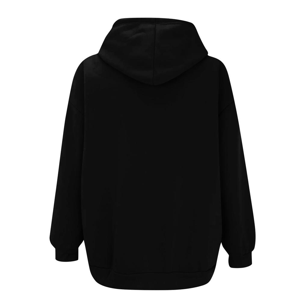 Women's Casual Fashion Halloween Smile Printed Long Sleeve Pullover Hoodies Zipper Sweatshirts Coat