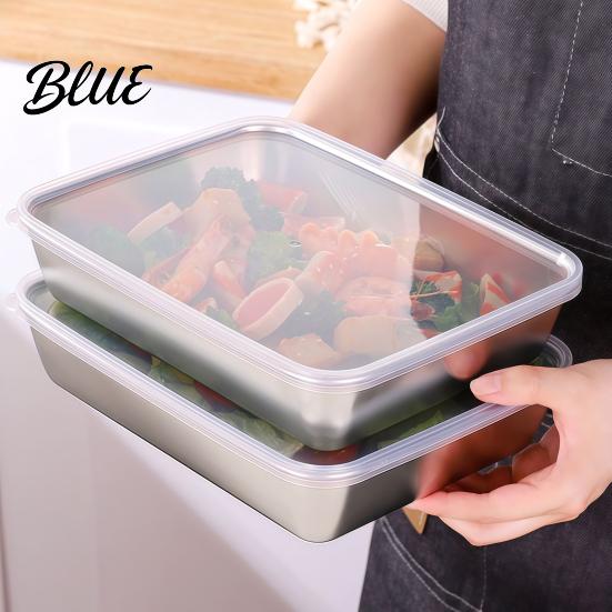 Dishwasher Safe Food Box with Stainless Casserole Steel Dispenser Rectangular Pan Multipurpose Arc-shaped Handle Portable Picnic Large Capacity