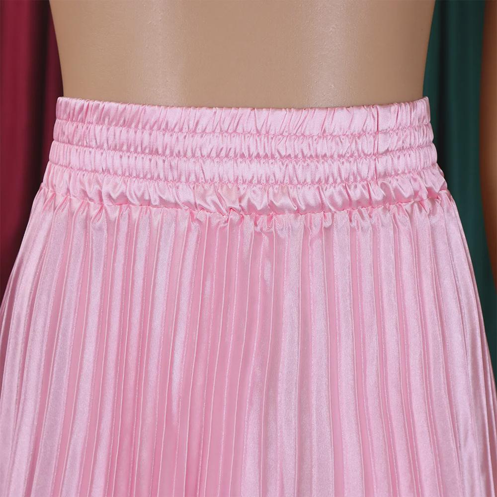 Women's Large Size High Waist Pleated Long Skirt - European & American Style